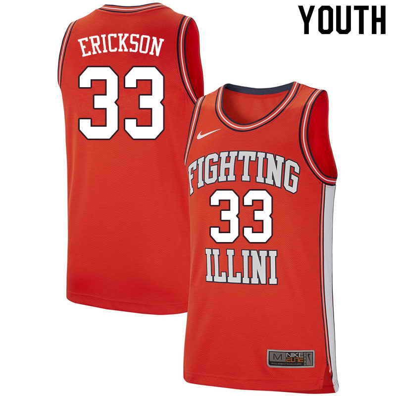 Youth #33 Bill Erickson Illinois Fighting Illini College Basketball Jerseys Sale-Retro